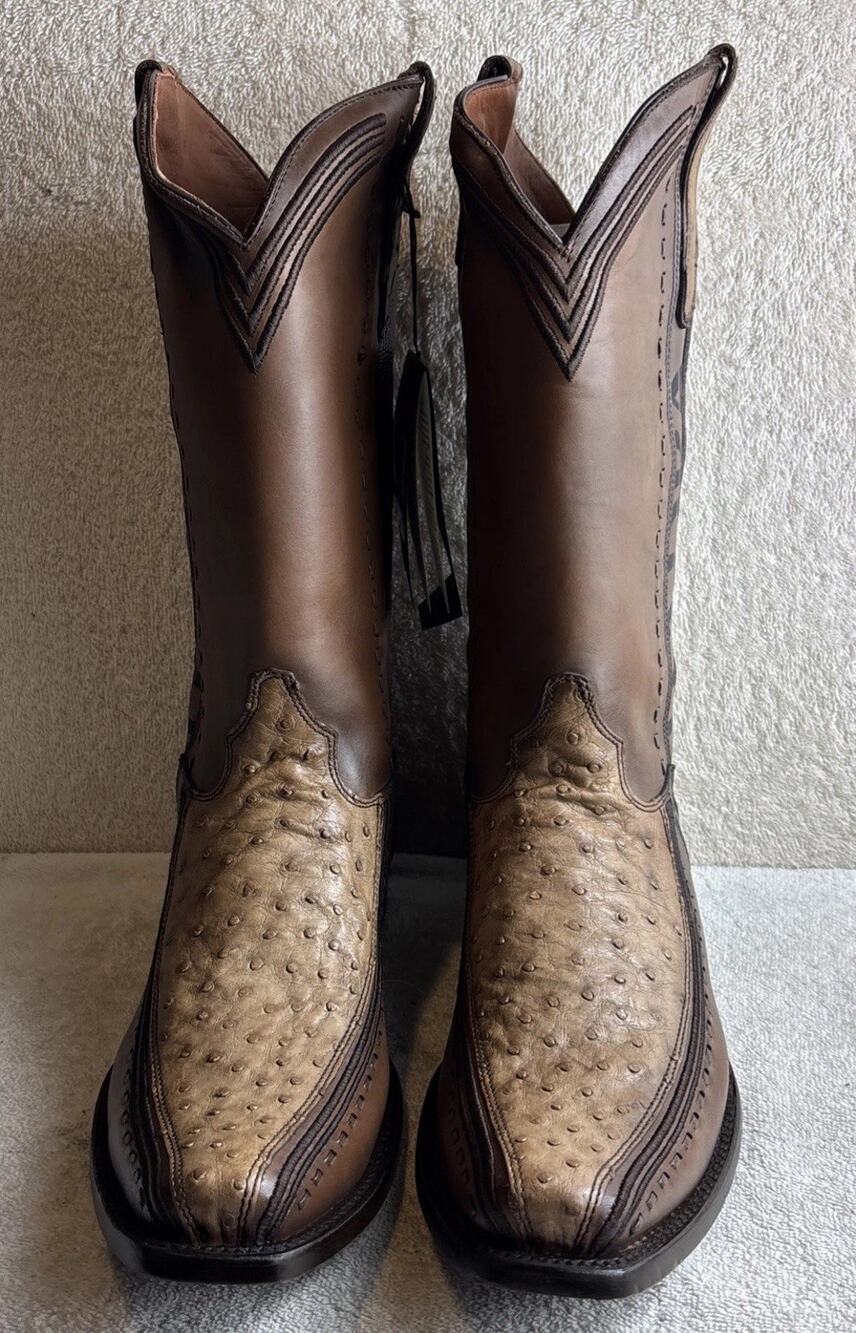 Cuadra Men's Brown 3 Pieces Ostrich Leather Western Boots Size 11 EE 49132